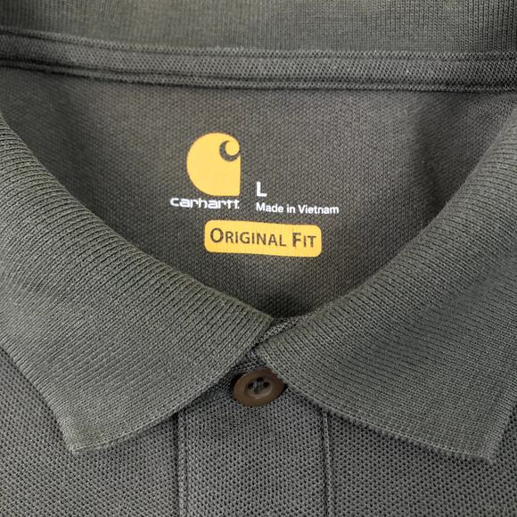 CARHARTT Polo Shirt Men L Olive Gren Original Fit Pocket Comfy Workwear Outdoor - Picture 4 of 9